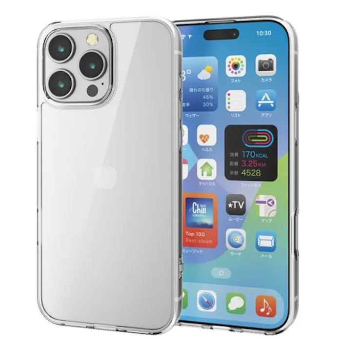 iPhone 16 Pro Max ケース ハイブリッド 衝撃吸収 カメラレンズ保護設計 ストラップホール付 背面ガラス クリア メーカー在庫品