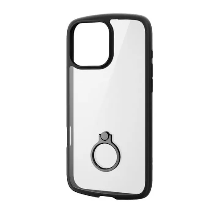 iPhone 16 Pro Max ケース ハイブリッド 衝撃吸収 軽量 カメラレンズ保護設計 リング付 TOUGH SLIM ブラック