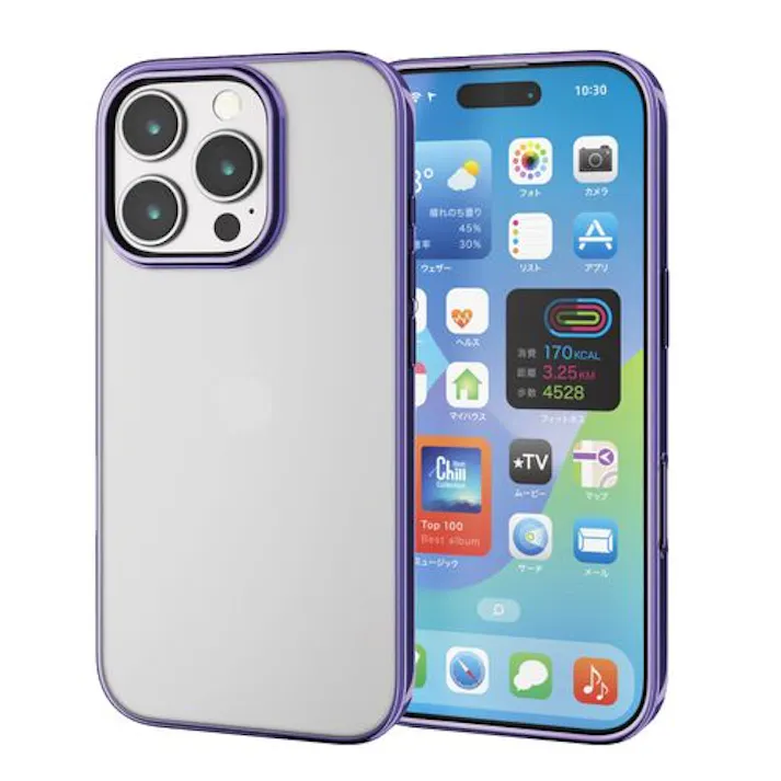 iPhone 16 Pro ケース ソフト カバー 衝撃吸収 薄型 カメラレンズ保護設計 メタリックヴァイオレット