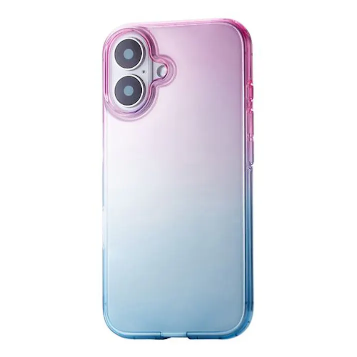 iPhone 16 ケース ソフト カバー 耐衝撃 カメラレンズ保護設計 グラデーション meliano サクラ×アクア