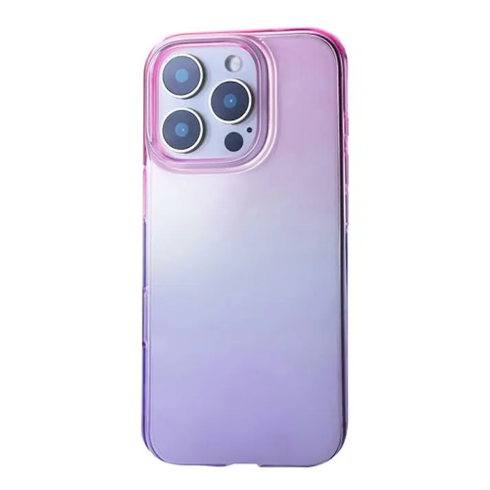 iPhone 16 Pro ケース ソフト カバー 耐衝撃 カメラレンズ保護設計 グラデーション meliano サクラ×ラベンダー
