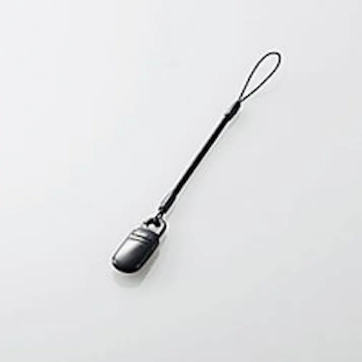 スマートフォン用ストラップ クリップ(樹脂) 30cm ブラック