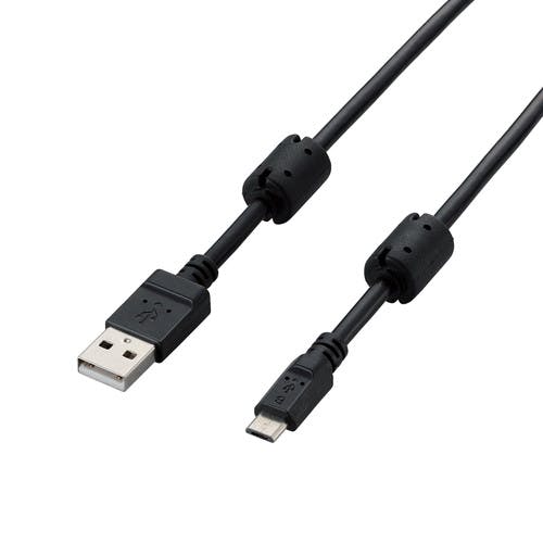 フェライトコア付USB2.0ケーブル A-microB 2A対応 1.2m ブラック 携帯・スマホグッズ フェライトコア付USB2.0ケーブル A-microB 2A対応 1.2m ブラック 携帯・スマホグッズ