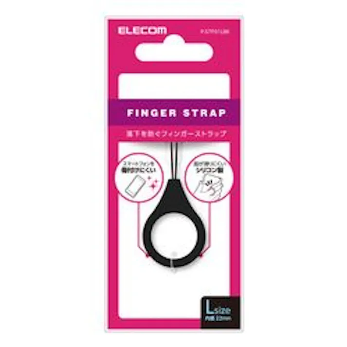 スマートフォン用ストラップ リングストラップ L ブラック