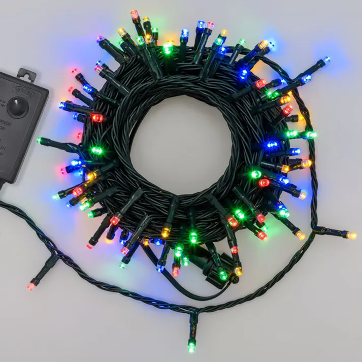 KOZUMUWAN イルミネーションライト クリスマスライト ストレート 定番商品 100球 10m 防雨 連結可 屋外 防水 コントローラ付 メモリ記憶 8点灯パターン 4色ミックス