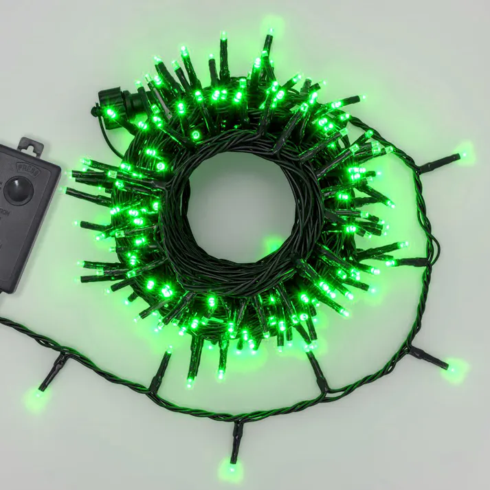 KOZUMUWAN イルミネーションライト クリスマスライト ストレート 定番商品 100球 10m 防雨 連結可 屋外 防水 コントローラ付 メモリ記憶 8点灯パターン グリーン