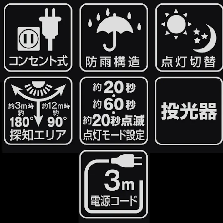 2台セット 大進 人感 センサーライト AC 100V コンセント式 屋外用 1灯式 LED 防雨 防犯ライトDLA-17T100
