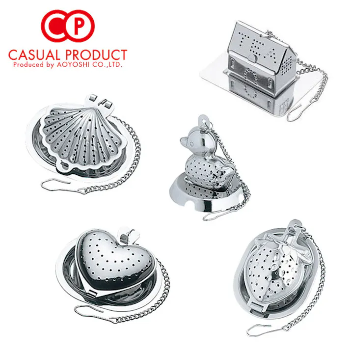 CASUAL PRODUCT 18-8ステンレス ティーストレーナー ミラー 全5種【ティーインフューザー/茶漉し/茶こし/紅茶 ストレーナー/日本製/カジュアルプロダクト 青芳製作所】ミラーいちご