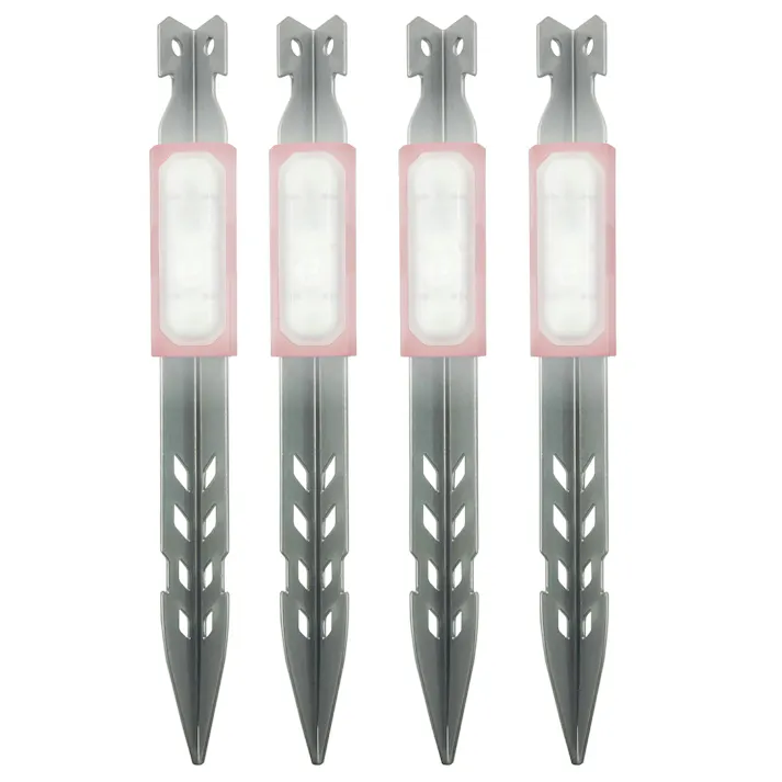 comcon LED ライト 付き ペグ 【4本セット】 ペグセット キャンプ テント ロープ LED ライト ロープライト 防水 ペグセット アウトドア キャンプ設営用具 キャンプ 夜間 転倒防止 おしゃれ 屋内屋外照明 ペグ スチール テント ペグ