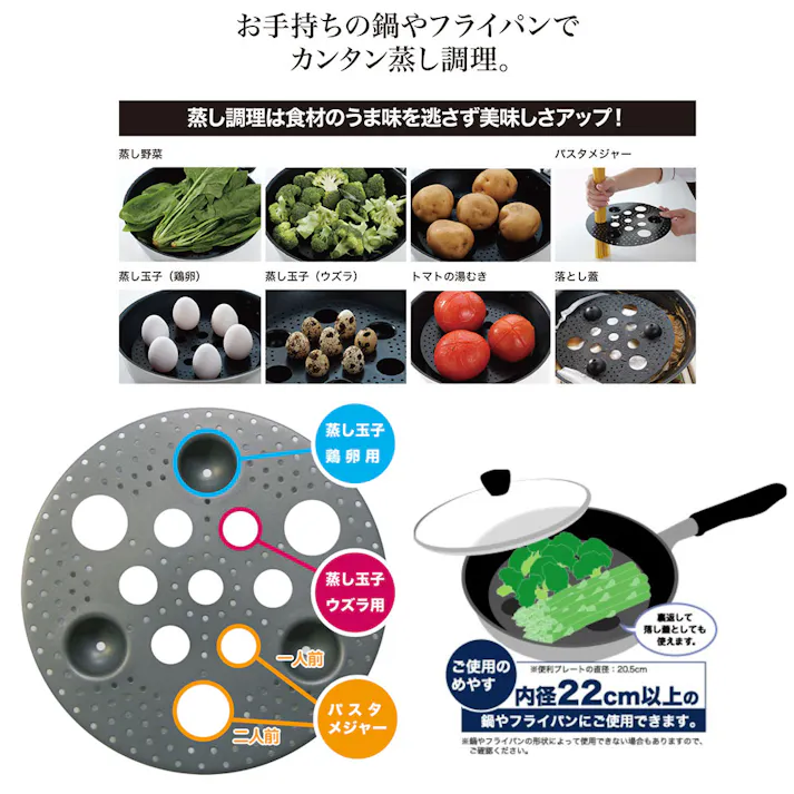 ウルシヤマ 便利プレート 20cm ステンレス 簡易パッケージ スチームプレート ウルシヤマ金属工業 umic メール便【蒸しプレート 落し蓋 パスタメジャー 蒸し器 フライパン 鍋 蒸し卵 燕三条 日本製】