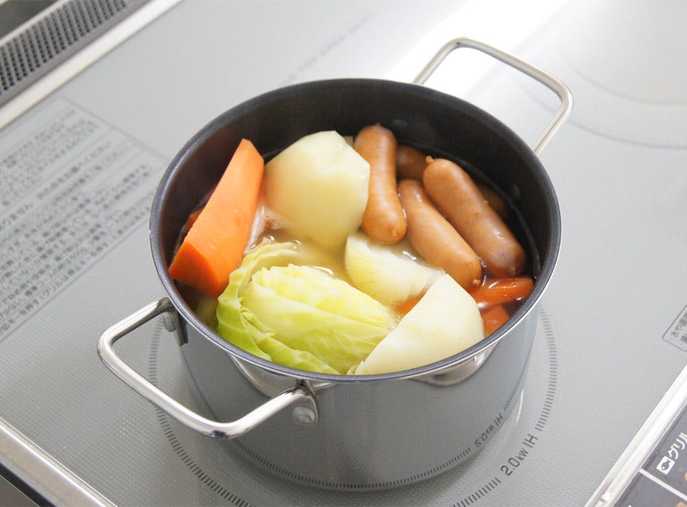 ラフィーネIH 16cm 両手鍋 フライパン セット ガラス蓋付き ガス火 IH