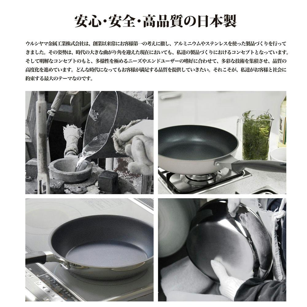 ウルシヤマ 3層クラッド 炒め鍋 28cm ガラス蓋 スチームプレート