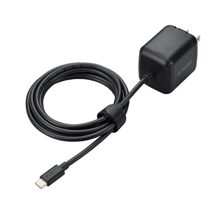 USB Power Delivery 65W AC充電器(Cケーブル一体型/2m) ブラック メーカー在庫品