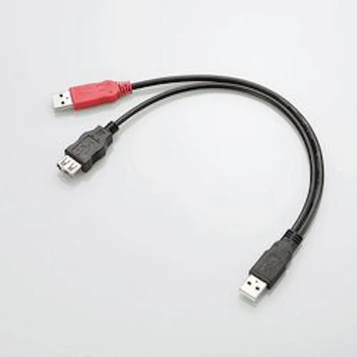 Y字Wパワーケーブル USB2.0 Aメス 簡易パッケージ USB-AAE5DPBK メーカー在庫品