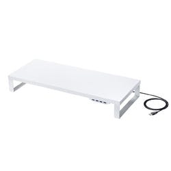 USBハブ付モニター台(ホワイト) オフィス家具 USBハブ付モニター台(ホワイト) オフィス家具