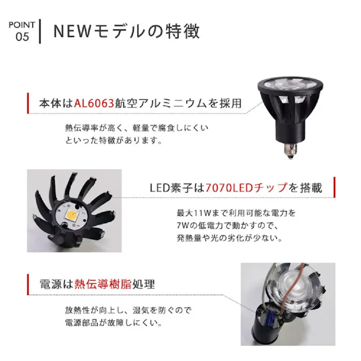 LED電球 E11 60形相当 高演色Ra92 フリッカーフリー 電球色2700K BH-0711ANC-BK-WW-Ra92