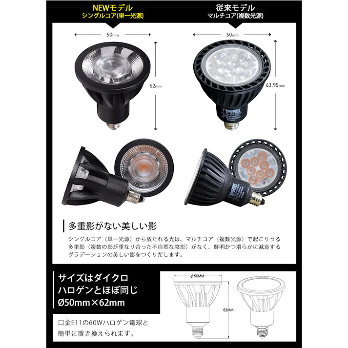 LED電球 E11 60形相当 高演色Ra92 フリッカーフリー 濃い電球色2400K BH-0711ANC-WH-24-Ra92