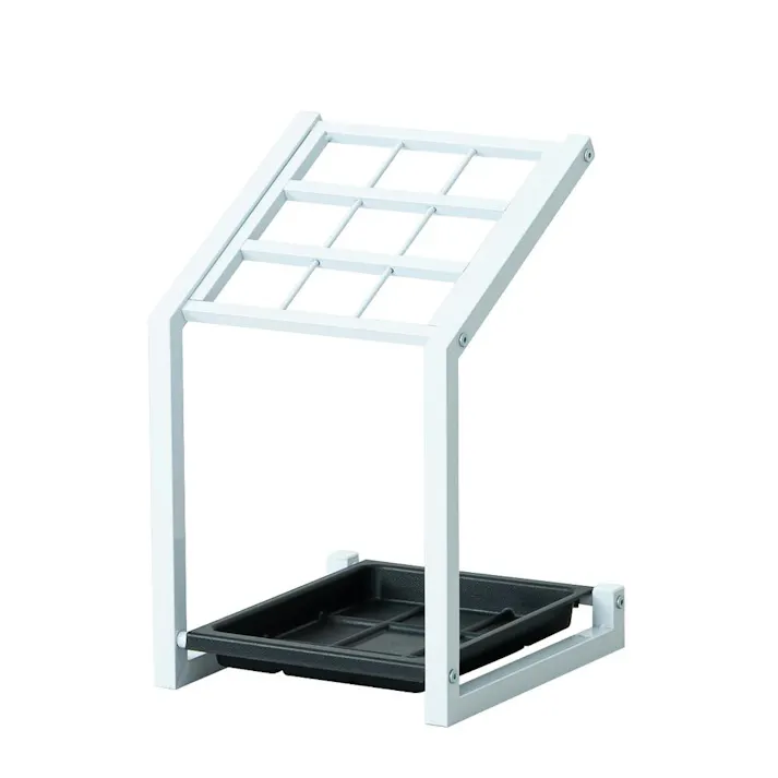 【9マス傘立て(ホワイト)】幅27×奥行29.5×高さ43cm 9本用 新生活 カサ立て 玄関 エントランス 傘置き アンブレラスタンド 業務用 オフィス 傘収納 病院 店舗 施設 大容量 スチール製 組立品