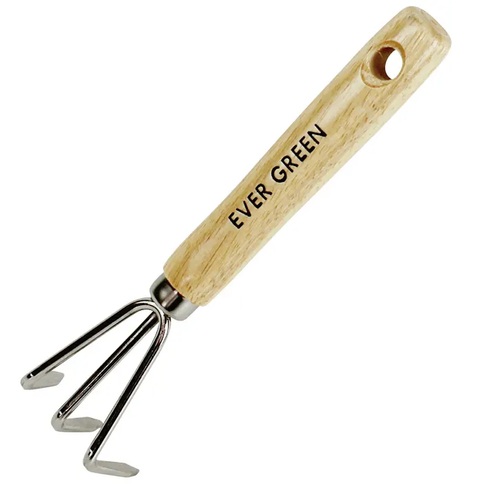 EVERGREEN 木柄ステンレスミニ三本クマデ
