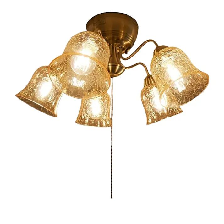 村上工作所 STERN シャンデリア ヒビガラス アンバー5灯 プルスイッチ 電球なし KMS-0005_AM