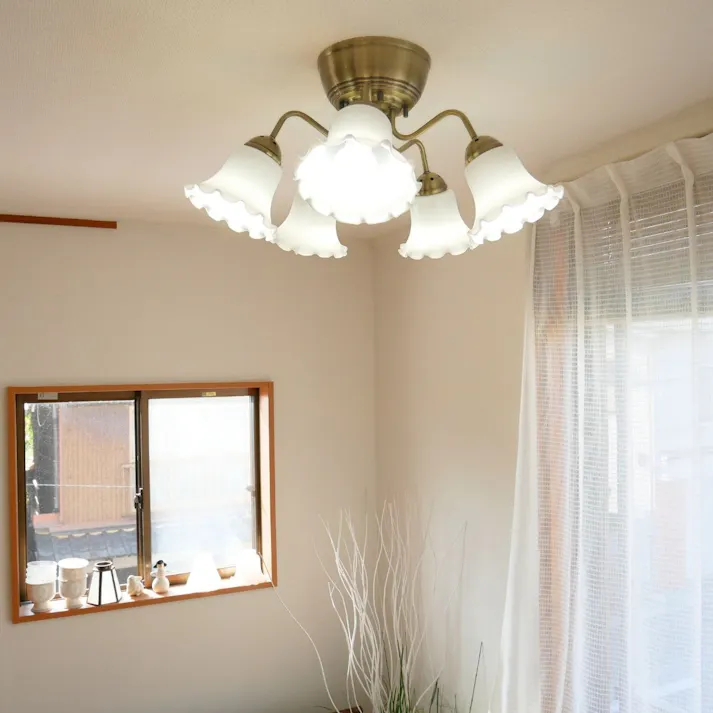 村上工作所 STERN シャンデリア フラワーガラス 5灯 リモコン 電球なし KMS-2006