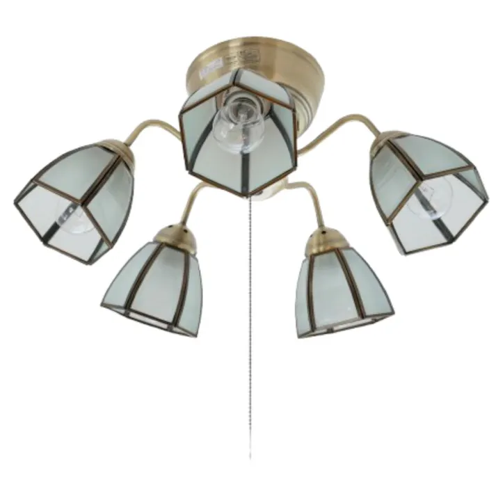 村上工作所 STERN シャンデリア ステンドグラスサークル 5灯 プルスイッチ 電球なし KMS-0002_FT