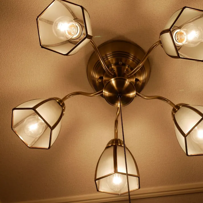 村上工作所 STERN シャンデリア ステンドグラスサークル 5灯 プルスイッチ 電球なし KMS-0002_FT