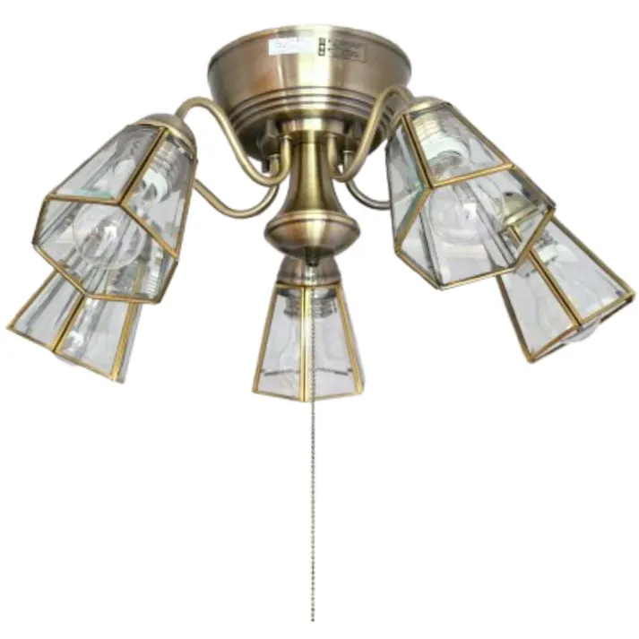 村上工作所 STERN シャンデリア ステンドグラスストレート 5灯 プルスイッチ 電球なし KMS-0001_CL