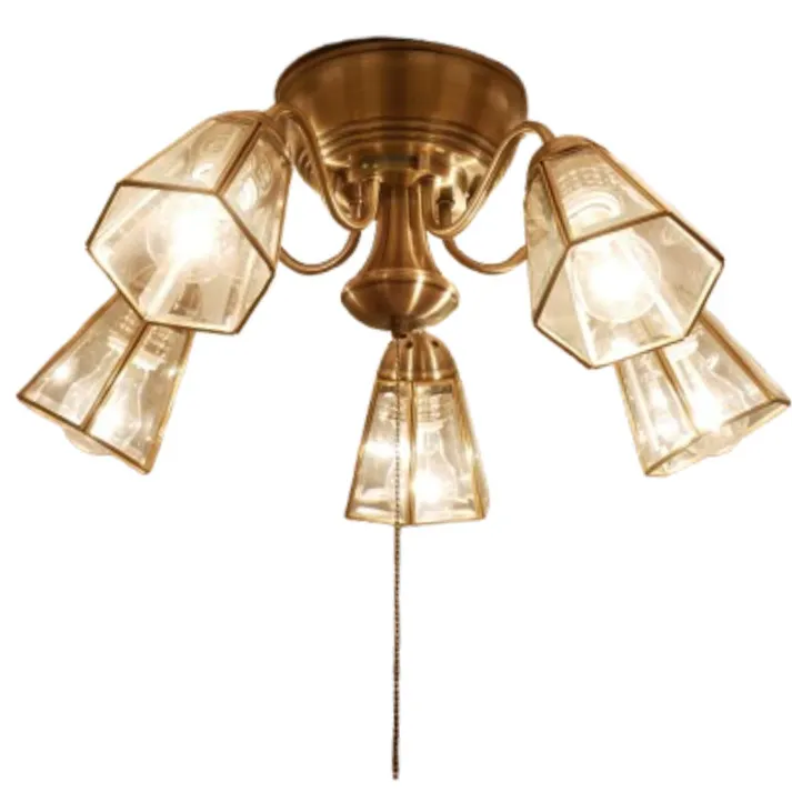 村上工作所 STERN シャンデリア ステンドグラスストレート 5灯 プルスイッチ 電球なし KMS-0001_CL