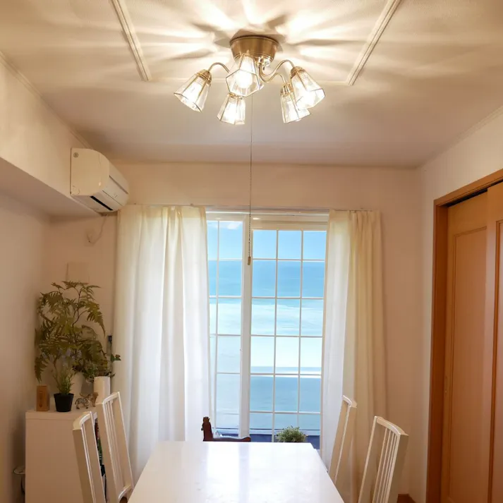 村上工作所 STERN シャンデリア ステンドグラスストレート 5灯 プルスイッチ 電球なし KMS-0001_CL