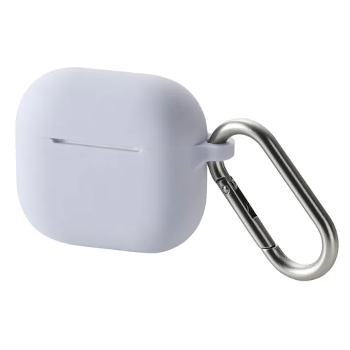 AirPods 4 ケース 用 シリコン 衝撃吸収 落下防止 カラビナ付 パープル
