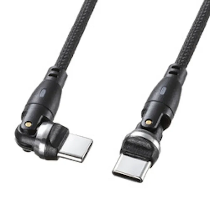 USB2.0 Type-C 両側コネクタ540度回転ケーブル(100W・1m)