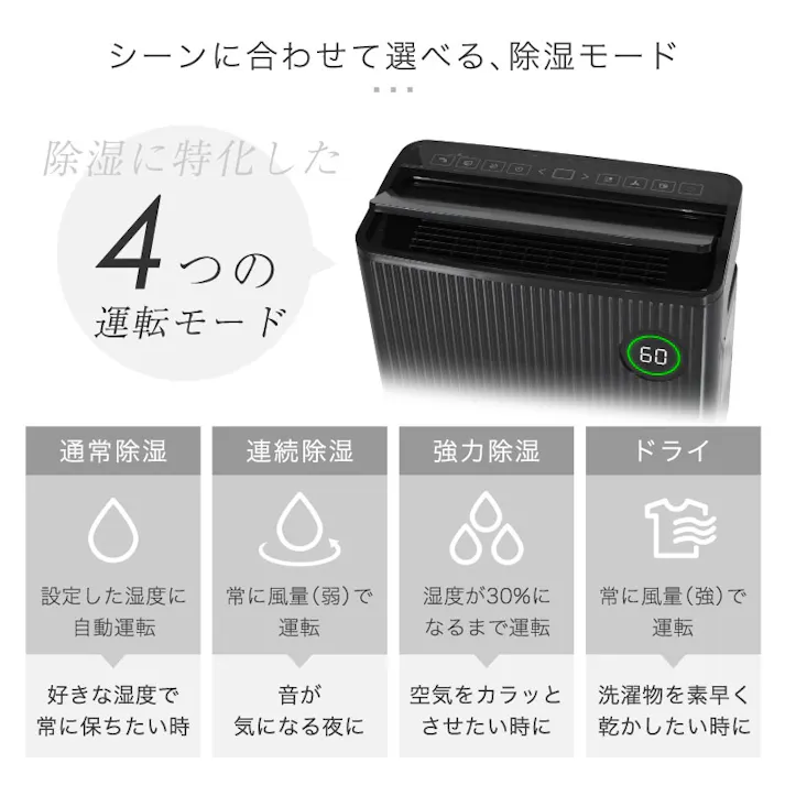 ライシン ルーバー付き 除湿機 ブラック 最大除湿量19L/日 タンク容量5.5L 空気清浄機能付 コンプレッサー 式 ルーバー 空気清浄機能 付き 大容量 パワフル 衣類乾燥 省エネ コンパクトタイマー タッチパネル 連続排水 スリープ 自動霜取り 除湿 除湿器 乾燥機 乾燥器 カビ 対策 黒