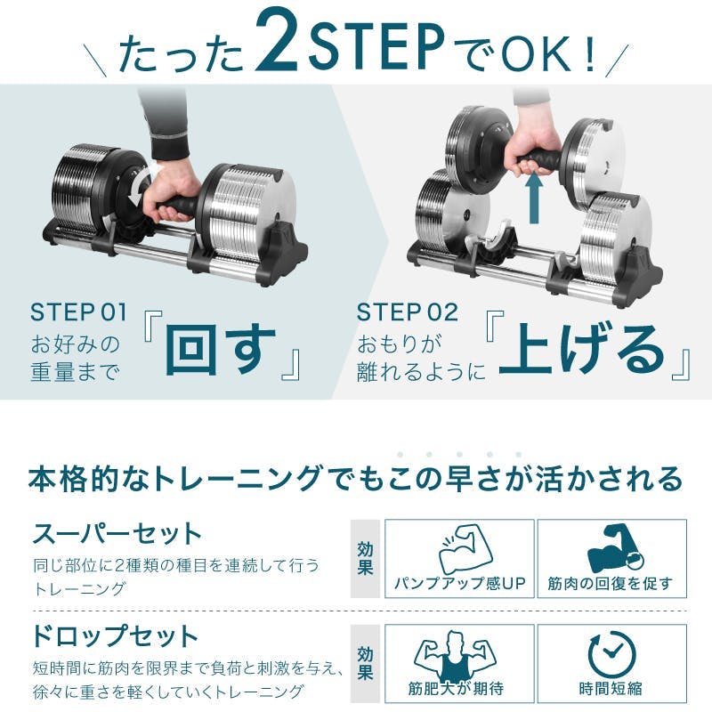 【その2】ライシン 32kg　1kg刻み　アジャスタブル可変式メタルダンベル 2024年新モデル】 ライシン ヘリックスミラー 1kg刻み 32kg 1個