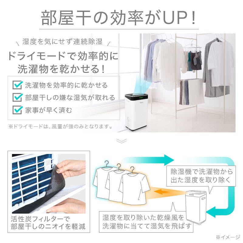 ライシン 除湿機 ホワイト 最大除湿量22L/日 タンク容量6.5L