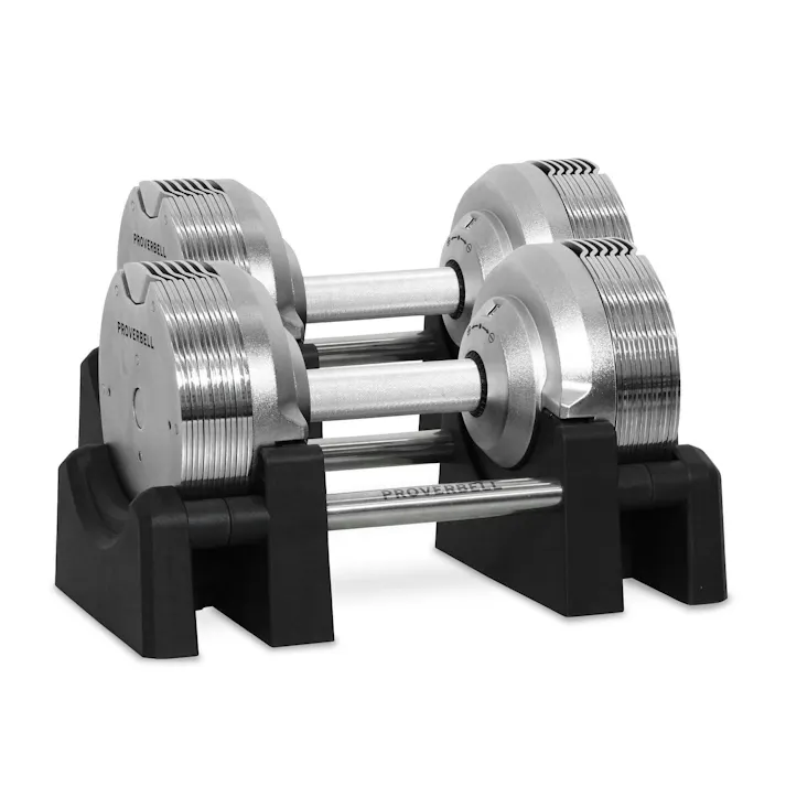 プロバーベル 23.5kg 1.5kg刻み シルバー 2個 PROVERBELL ダンベル 可変式ダンベル アジャスタブルダンベル 筋トレ ウェイトトレーニング トレーニング 鉄アレイ ジム 家トレ ホームジム スタイリッシュ おしゃれ 重量 調節 調整