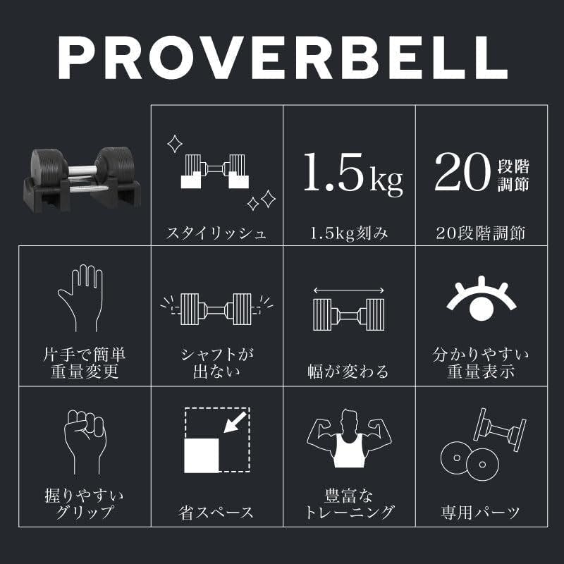 プロバーベル 32.5kg 1.5kg刻み ブラック 2個 PROVERBELL ダンベル