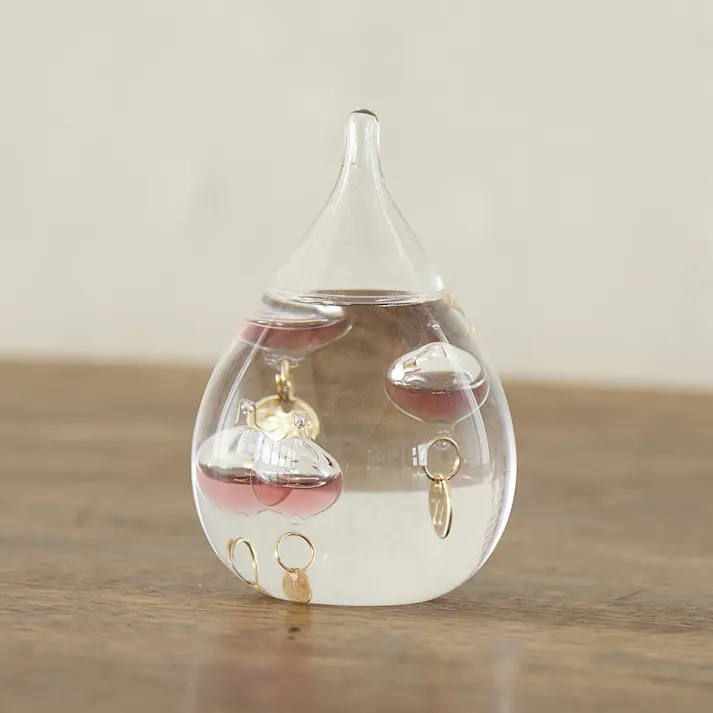 ガラスフロート温度計 しずくSS ピンク ガリレオ温度計 333-216P