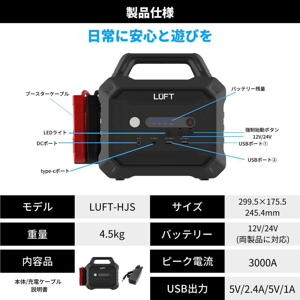 LUFT ジャンプスターター 12/24車対応 LUFT（カー用品） ジャンプスターター スーパーキャパシタ搭載