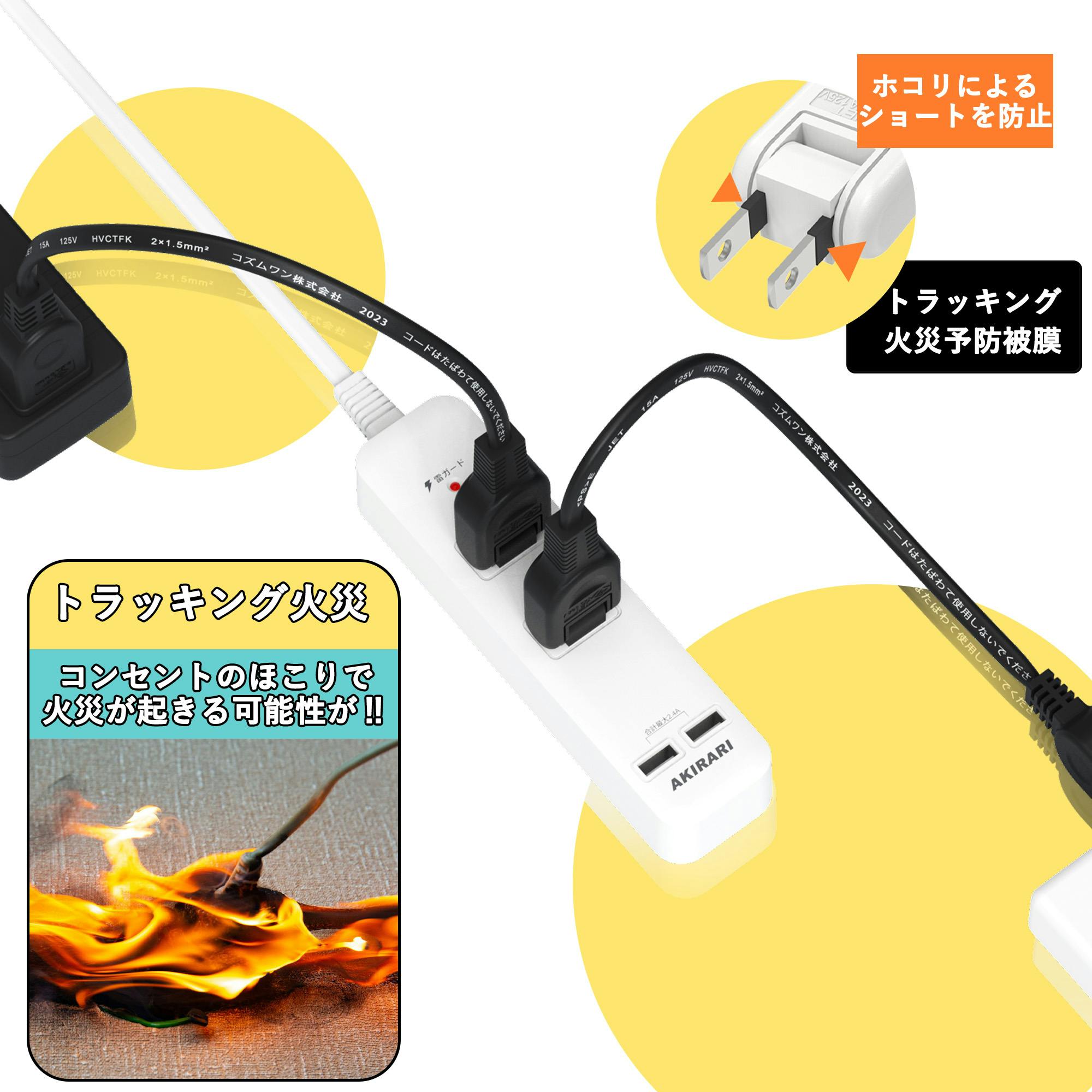 KOZUMUWAN 延長コード 電源タップ 50cm 断線に強い 180度回転プラグ