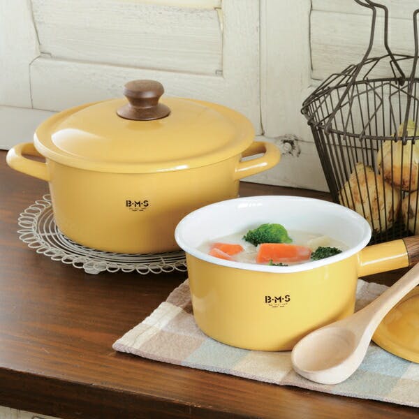 富士ホーロー BMS ビームス シンプル 片手鍋 18cm&両手鍋 20cm セット