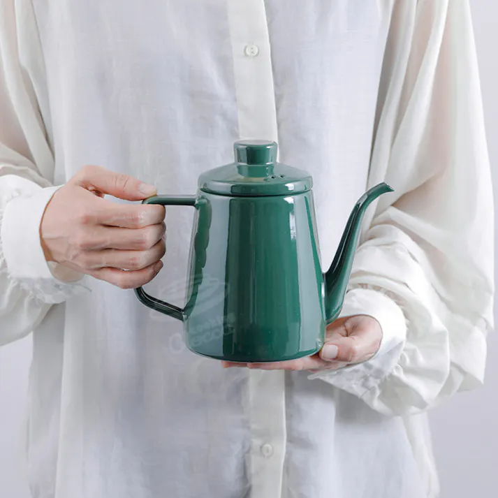 富士ホーロー ドリップポット ホーロー 1.0L ガス火 IH対応 ソリッド【琺瑯 ポット 細口 直火 IH 1リットル コーヒー ドリップ 道具】 バニラ