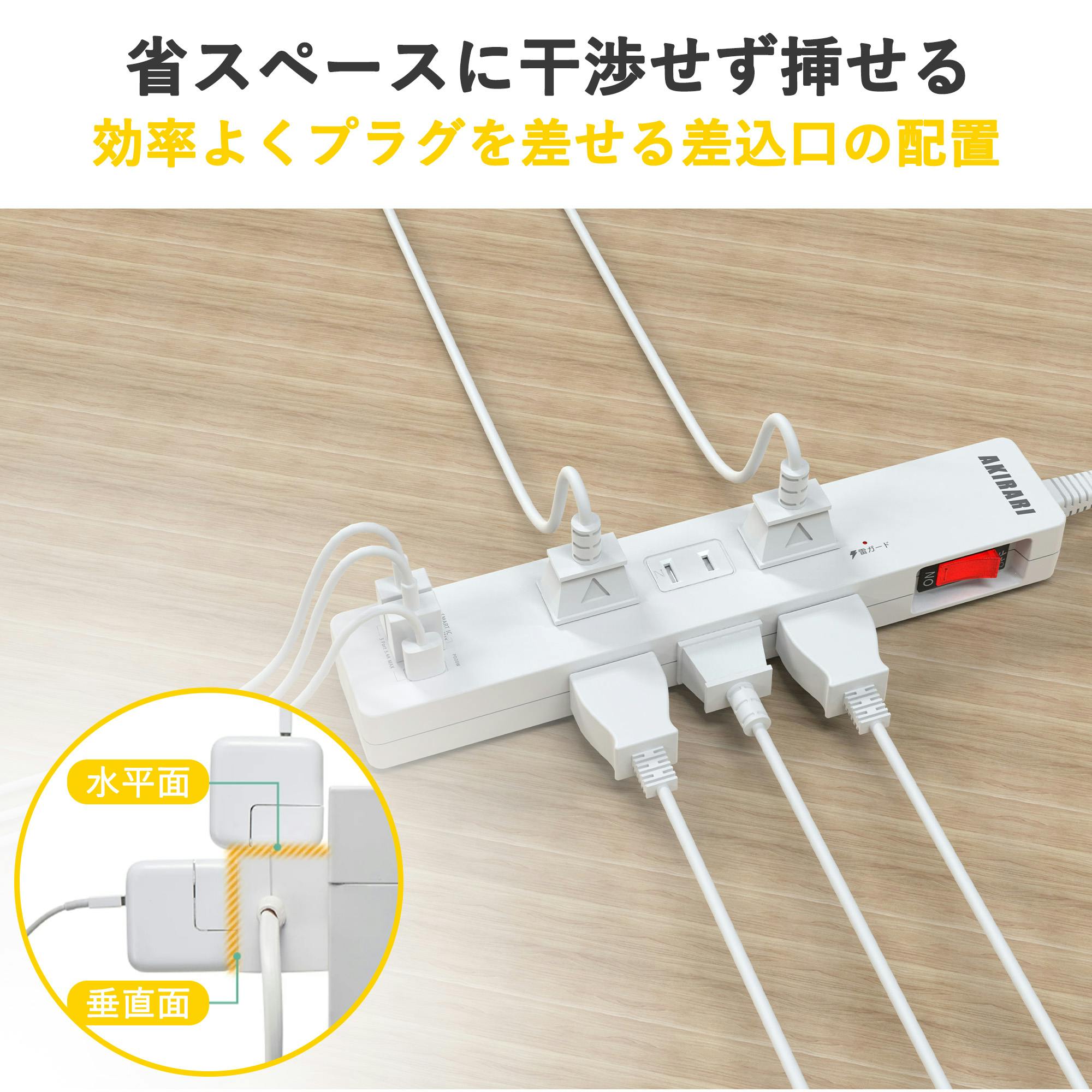 KOZUMUWAN 電源タップ 6個口 usb付き 雷ガード スイッチ ホコリ