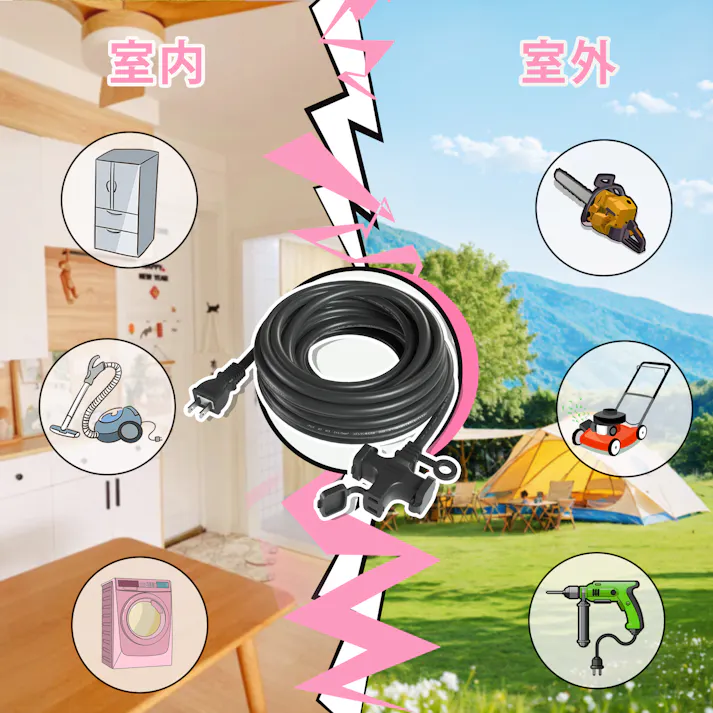 KOZUMUWAN 延長コード 10m 延長ケーブル 連結可 電源ケーブル 電源コード 電源 分配コード 3分配 3個口 延長電源 電源増設 PSE 2芯 二重被覆 作業用 ソフトタイプ ブラック 耐寒 耐熱 耐摩耗 防塵 便利 コンパクト トラッキング防止 PSE認証