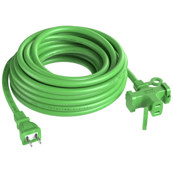 KOZUMUWAN 延長コード 10m 延長ケーブル 連結可 電源ケーブル 電源コード 電源 分配コード 3分配 3個口 延長電源 電源増設 PSE 2芯 二重被覆 作業用 ソフトタイプ グリーン 耐寒 耐熱 耐摩耗 防塵 便利 コンパクト トラッキング防止 PSE認証