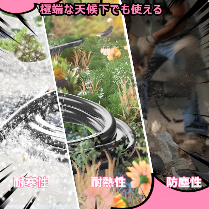 KOZUMUWAN 延長コード 1m 3分岐 防水型 防雨延長コード 分配コード 電源ケーブル 3個口 電源コード LEDイルミネーション用 屋外用 丸型プラグ 2芯 二重被覆 作業用 PSE認証 防雨キャップ付 耐寒 耐熱 耐摩耗 防塵 便利 トラッキング防止 ブラック(1m)