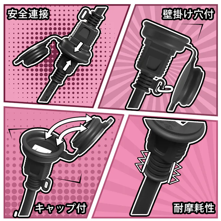 KOZUMUWAN 延長コード 5m 3分岐 防水型 防雨延長コード 分配コード 電源ケーブル 3個口 電源コード LEDイルミネーション用 屋外用 丸型プラグ 2芯 二重被覆 作業用 PSE認証 防雨キャップ付 耐寒 耐熱 耐摩耗 防塵 便利 トラッキング防止 ブラック(5m)