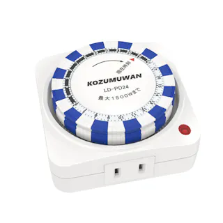 KOZUMUWAN タイマーコンセント タイマースイッチ 24時間 電源タイマー タイマースイッチ 省エネ 防犯 イルミネーション ダイヤル 増設コンセント 設置簡単 1500W 壁コンセント 15分単位 ギア式 電源オンオフ 自動 電設用コンセント リピート機能 装飾灯 持ち運び 電源増設