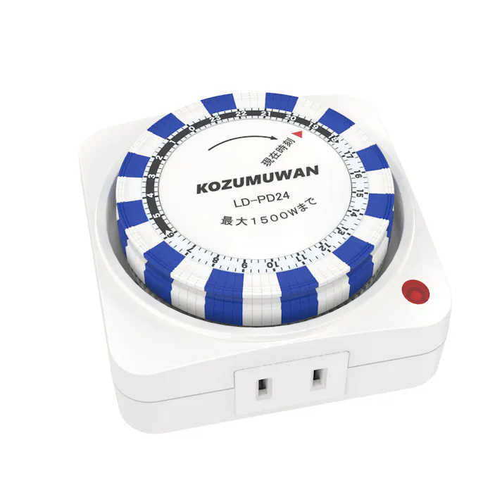 KOZUMUWAN タイマーコンセント タイマースイッチ 24時間 電源タイマー タイマースイッチ 省エネ 防犯 イルミネーション ダイヤル 増設コンセント 設置簡単 1500W 壁コンセント 15分単位 ギア式 電源オンオフ 自動 電設用コンセント リピート機能 装飾灯 持ち運び 電源増設