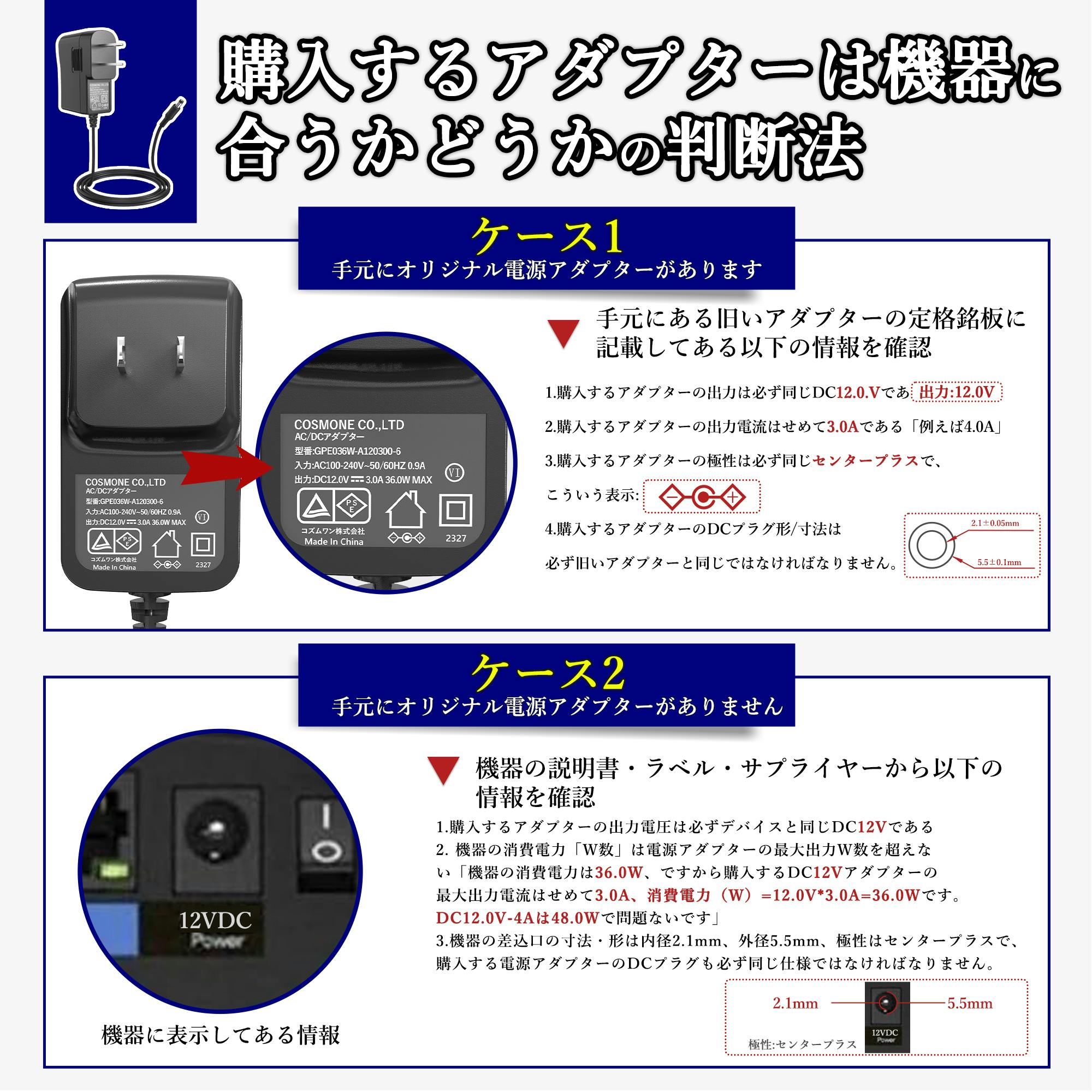 KOZUMUWAN ACアダプター 12V 3A 36W 電源アダプター 大手